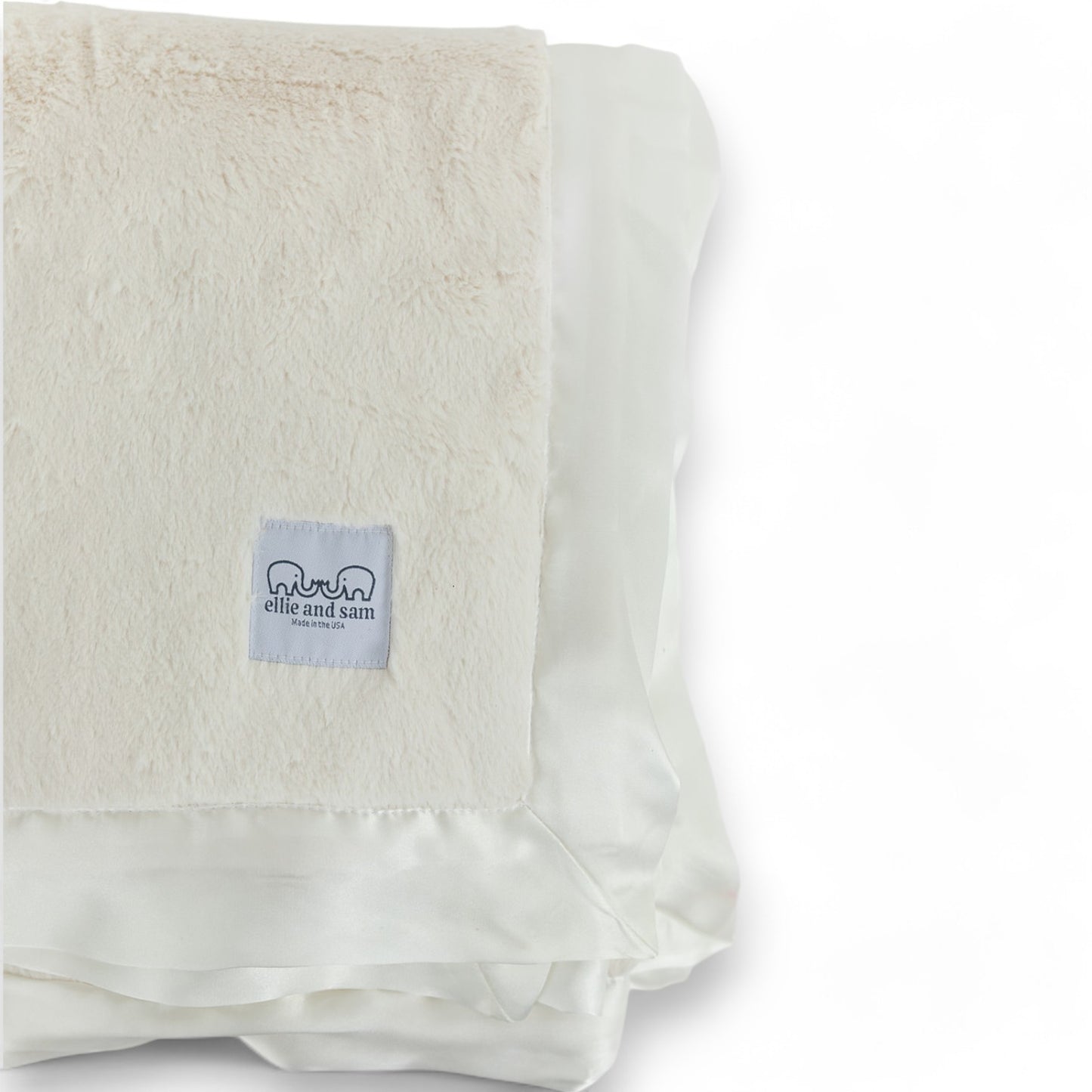 Luxury Satin Trim Throw Blanket- Ivory