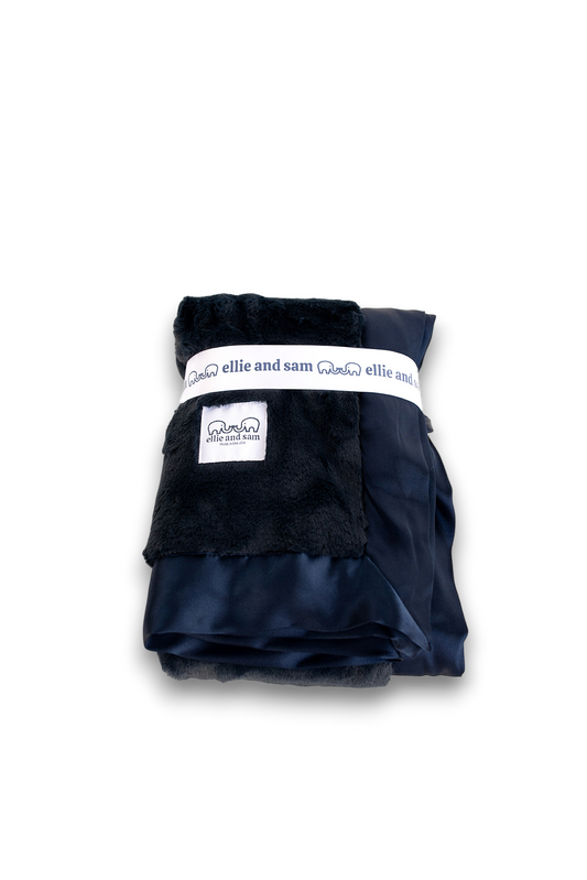 Luxury Satin Border Blanket - Navy