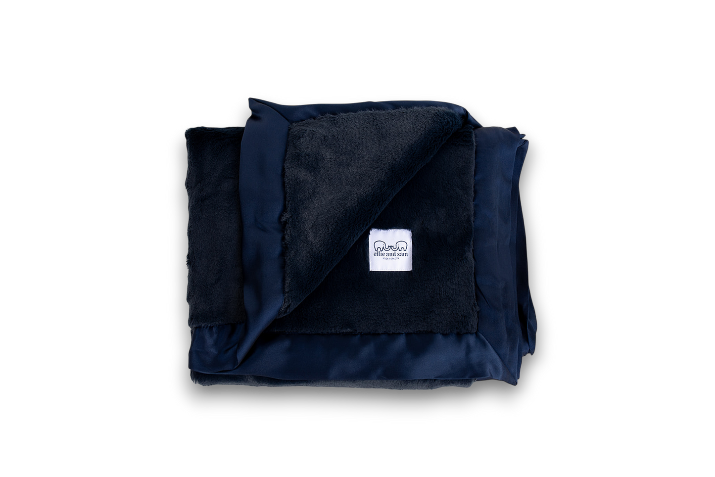 Luxury Satin Border Blanket - Navy
