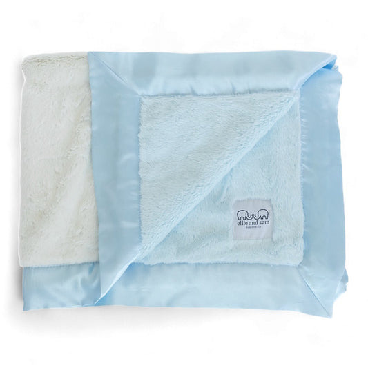 blue ivory baby blanket soft plush dual color luxury blanket