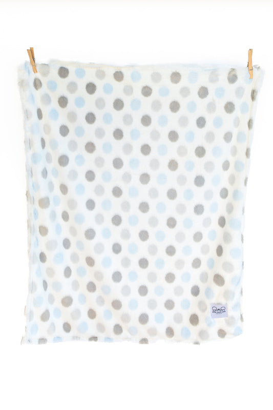 Luxury Baby Blanket with Dots - Multi Colors Blue-Silver-Mocha