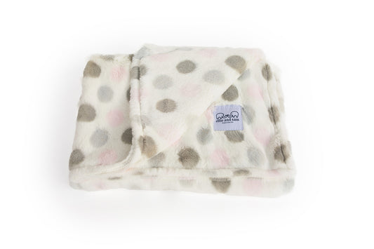 Luxury Baby Blanket with Dots - Multi Colors Pink-Silver-Mocha