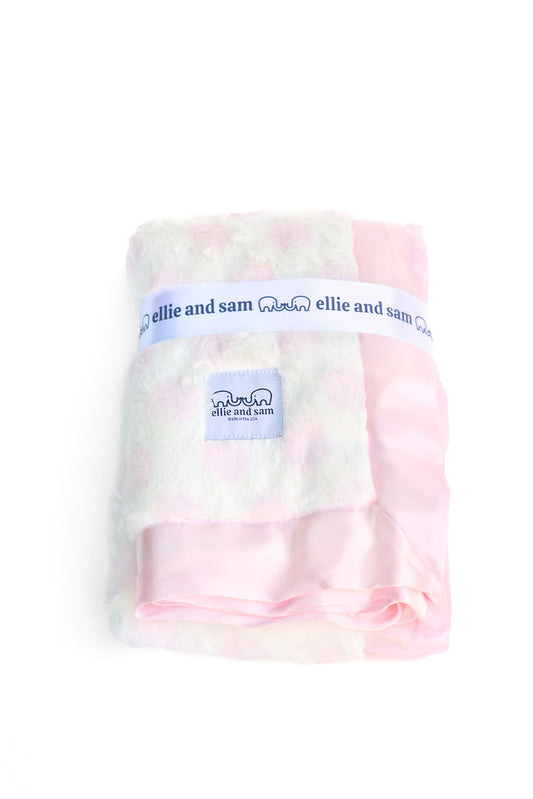 Luxury Baby Blanket with Dots and Satin Trim - Pink