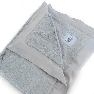 silver baby blanket satin trim soft plush fabric