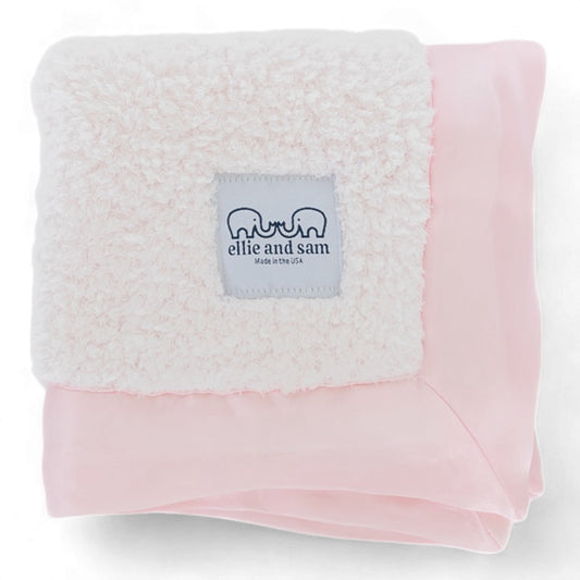 pink chenille lovey security blanket satin trim soft plush comfort