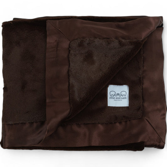 Luxury Satin Border Blanket - Chocolate