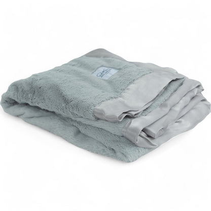 Luxury Satin Trim Throw Blanket - Silver