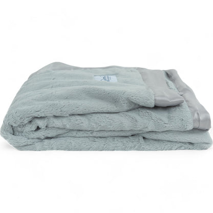 Luxury Satin Trim Throw Blanket - Silver