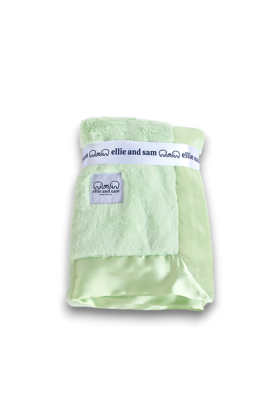 Luxury Satin Border Blanket - Mint Green