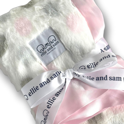 Luxury Dot Baby Blanket with Satin Trim – Luxe | Multi Dot Pink