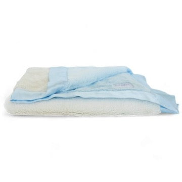 Luxury Duo Satin Border Blanket - Blue/Ivory