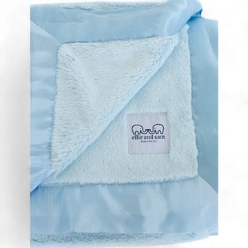 Luxury Satin Border Blanket - Blue