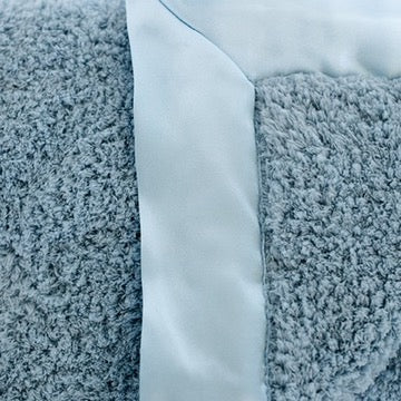 Classic Satin Border Blanket - Powder Blue