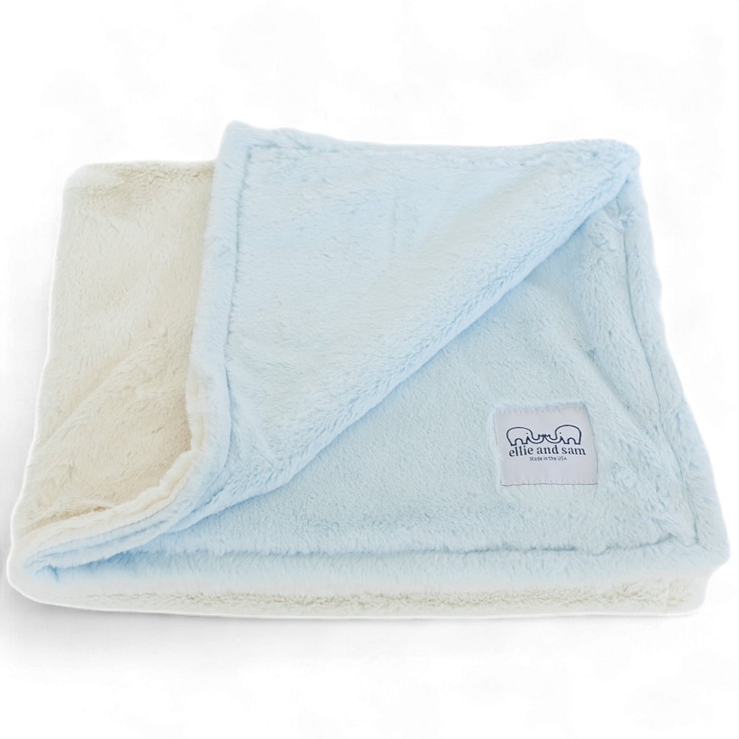 Luxury Duo Borderless Blanket - Blue/Ivory