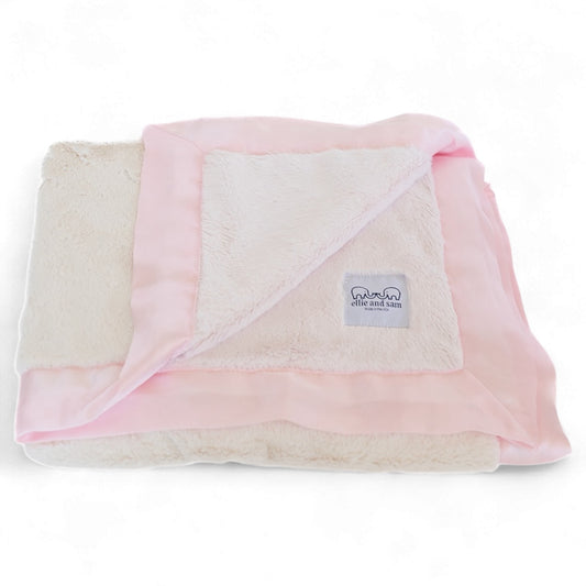 Luxury Duo Satin Border Blanket - Pink/Ivory