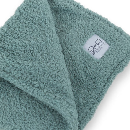 chenille baby blanket sage green texture soft plush fabric detail