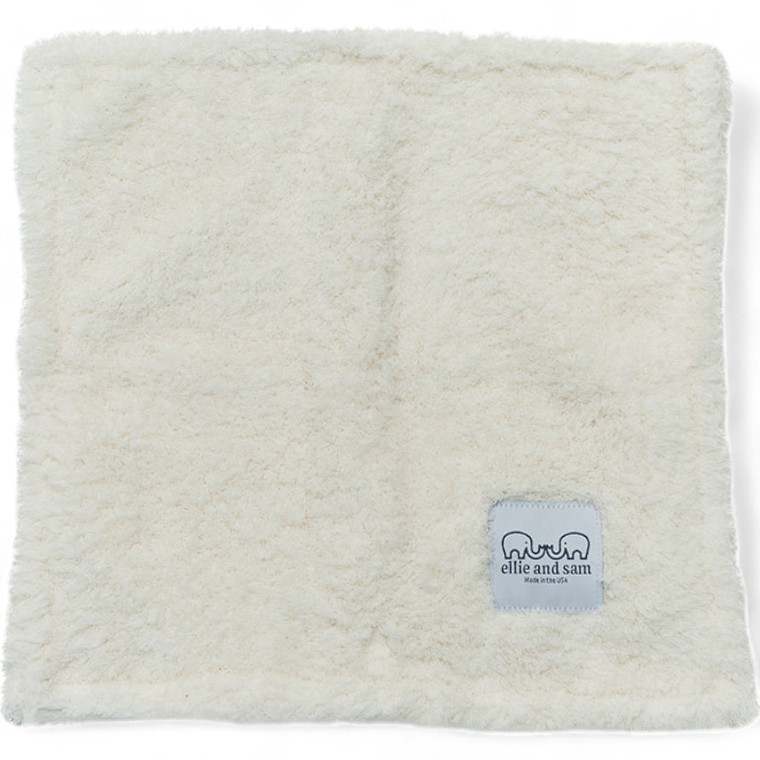 Classic chenille baby blanket in ivory, ultra-soft plush fabric hanging made in usa