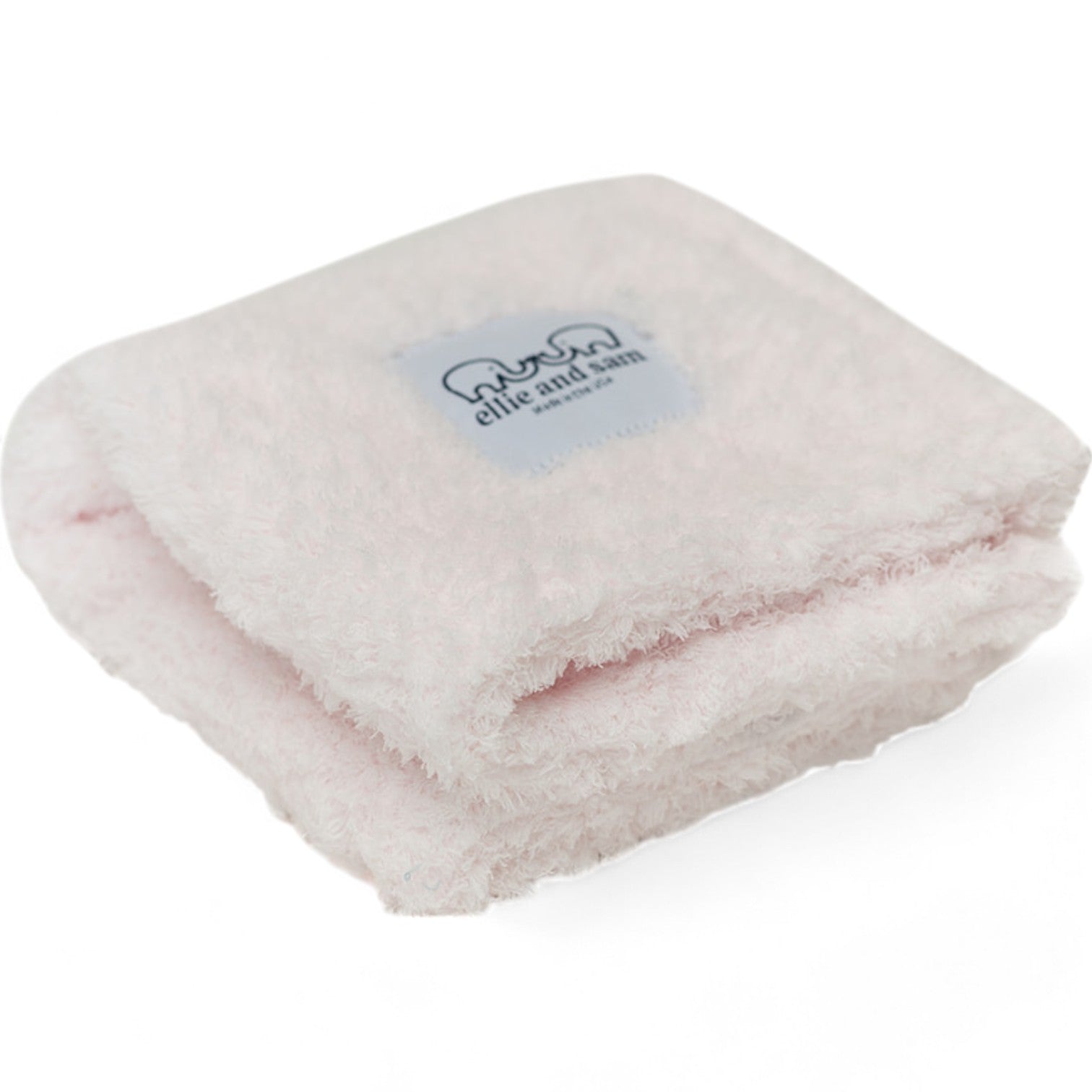 Classic chenille baby blanket in pink, ultra-soft plush fabric made in usa