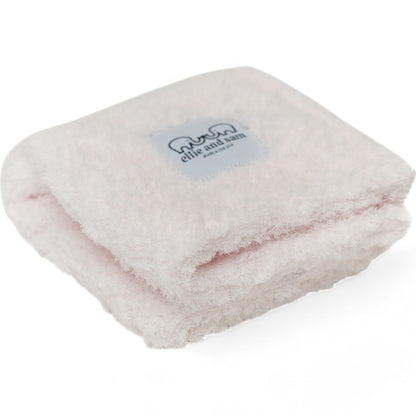 Classic chenille baby blanket in pink, ultra-soft plush fabric made in usa