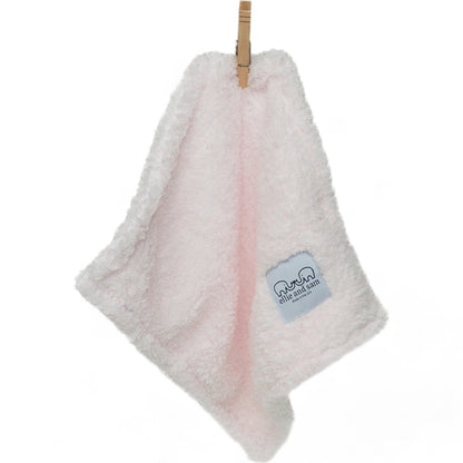 Classic chenille baby blanket in pink, ultra-soft plush fabric hanging made in usa