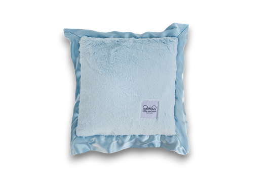 Luxury Baby Nursery Pillow with Satin Trim – Blue