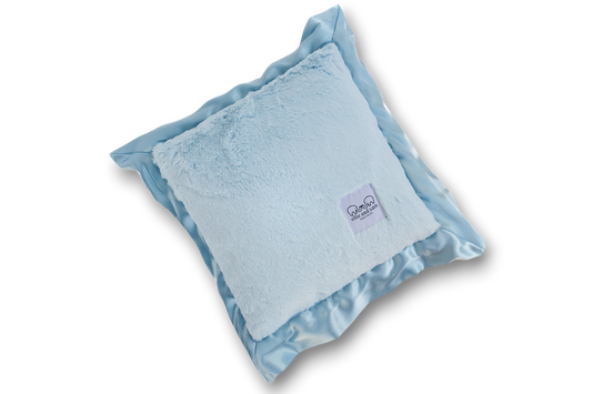 Luxury Baby Nursery Pillow with Satin Trim – Blue