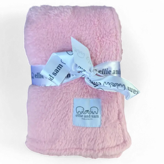 Stretch Plush Sherpa Baby Blanket - Baby Pink