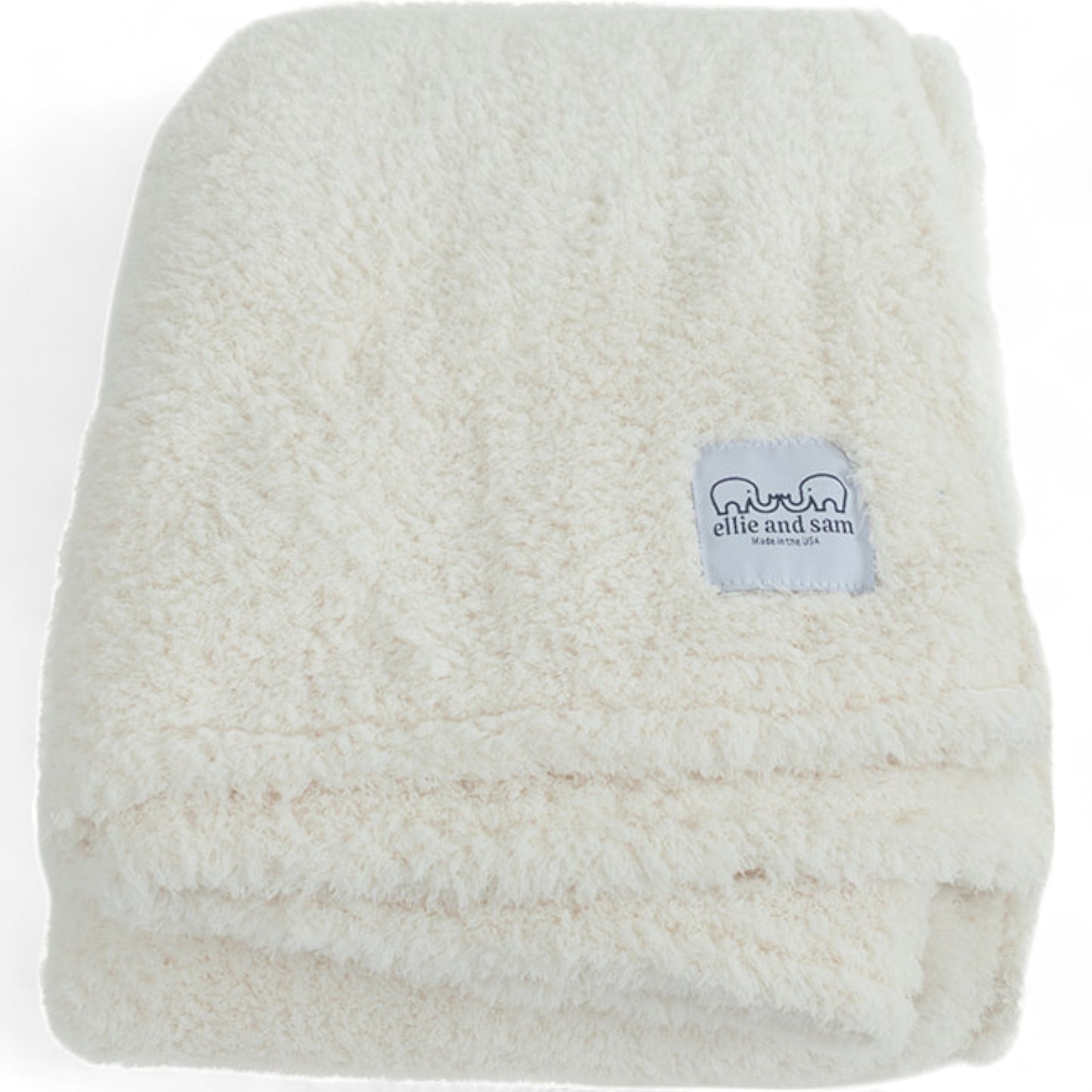 Chenille throw blanket ivory folded plush cozy blanket made in USA