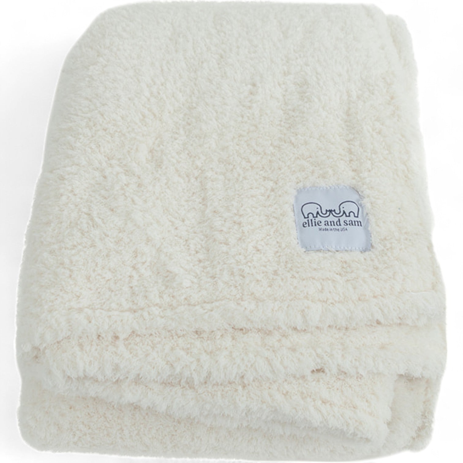 Chenille throw blanket ivory folded plush cozy blanket made in USA