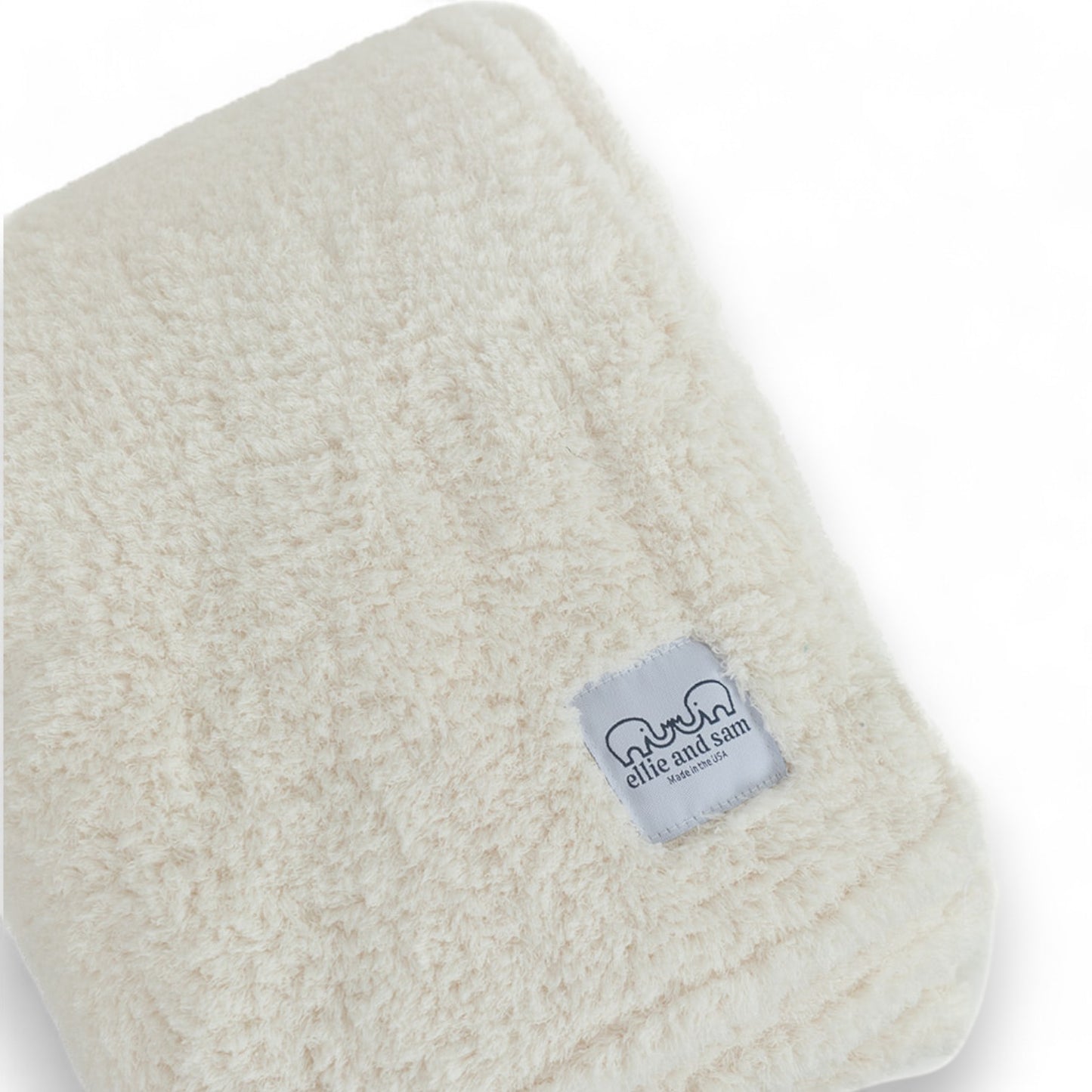 Ivory chenille throw blanket close up plush fabric detail made in USA