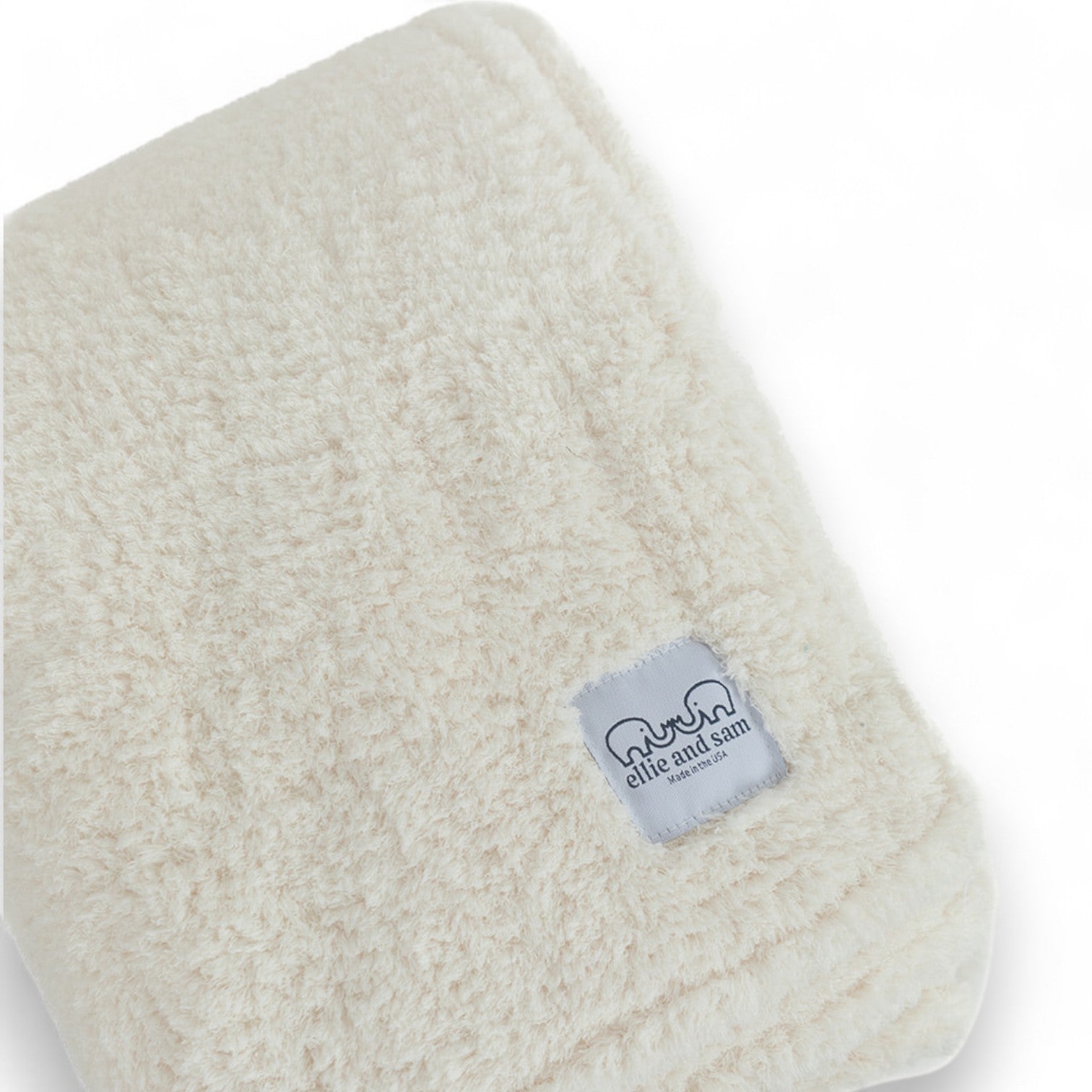 Ivory chenille throw blanket close up plush fabric detail made in USA