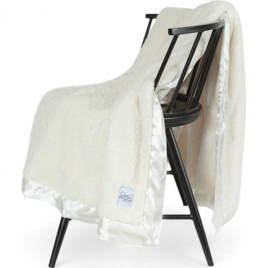 Classic Satin Border Throw (Big Blanket) - Ivory