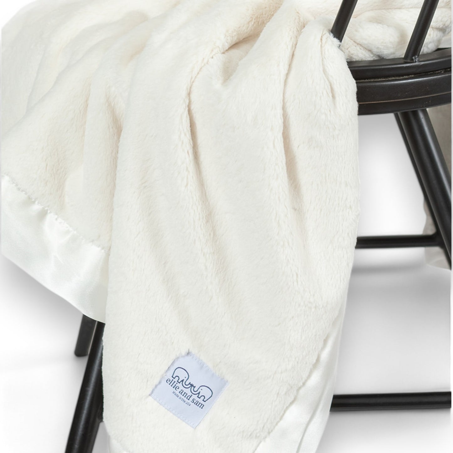 Luxury Satin Trim Throw Blanket- Ivory