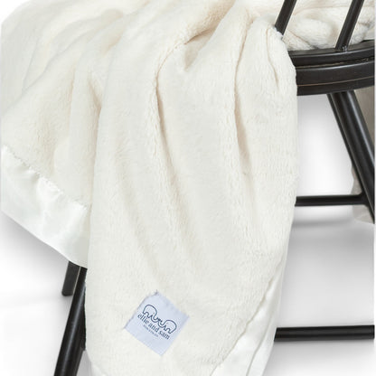 Luxury Satin Trim Throw Blanket- Ivory