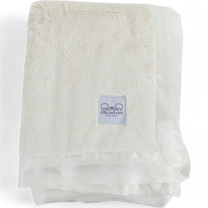Luxury Satin Trim Throw Blanket- Ivory