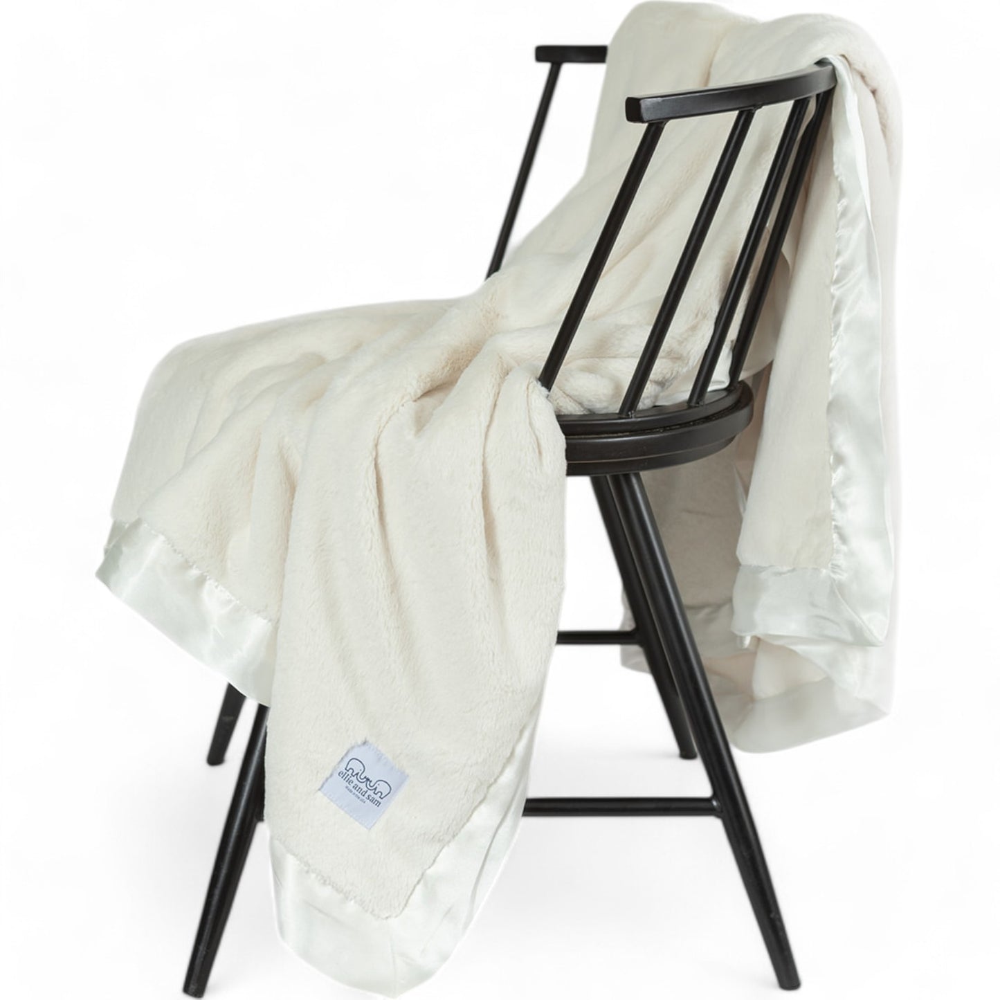 Luxury Satin Trim Throw Blanket- Ivory