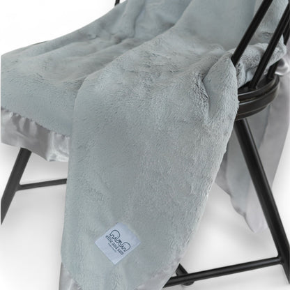 Luxury Satin Trim Throw Blanket - Silver