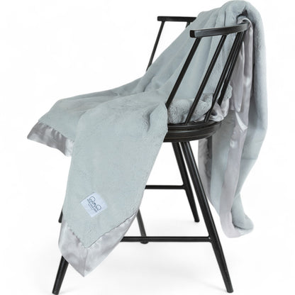 Luxury Satin Trim Throw Blanket - Silver