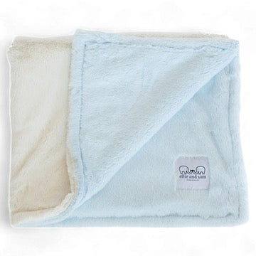 luxury duo baby blanket blue ivory ultra soft made in USA