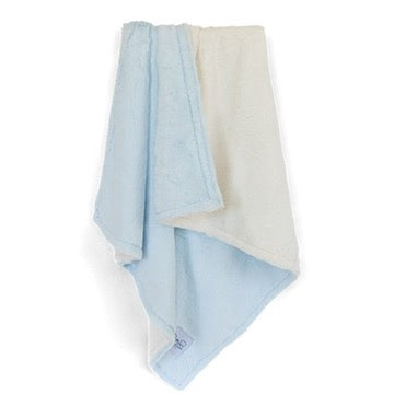 luxury duo baby blanket blue ivory soft lightweight comfort