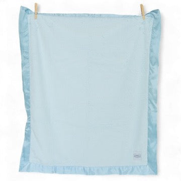 blue baby blanket satin trim soft plush nursery blanket
