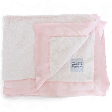 luxury baby blanket pink satin trim ultra soft made in USA