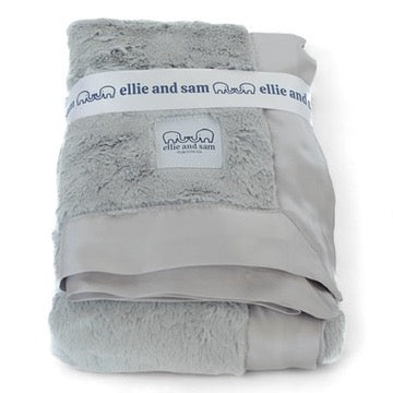 silver baby blanket satin trim soft neutral nursery