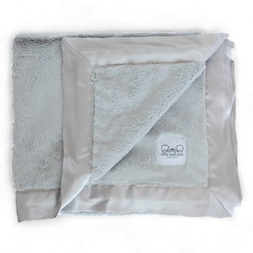 luxury baby blanket silver satin trim ultra soft made in USA