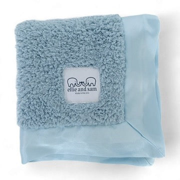 powder blue chenille lovey security blanket satin trim soft plush comfort