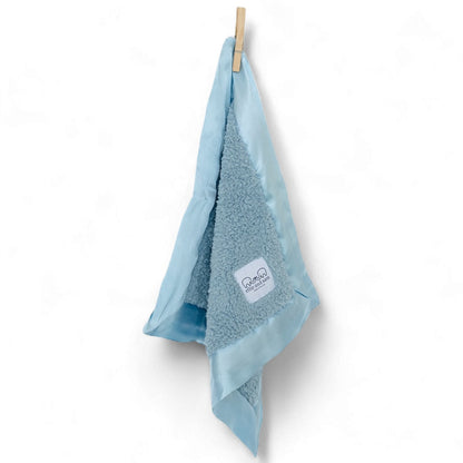 powder blue chenille lovey security blanket satin trim soft soothing comfort